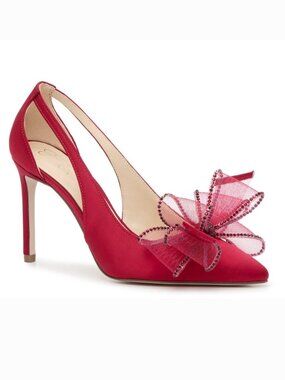 New JESSICA SIMPSON 9 8-8.5 Red Satin Bow COIRAH Pumps